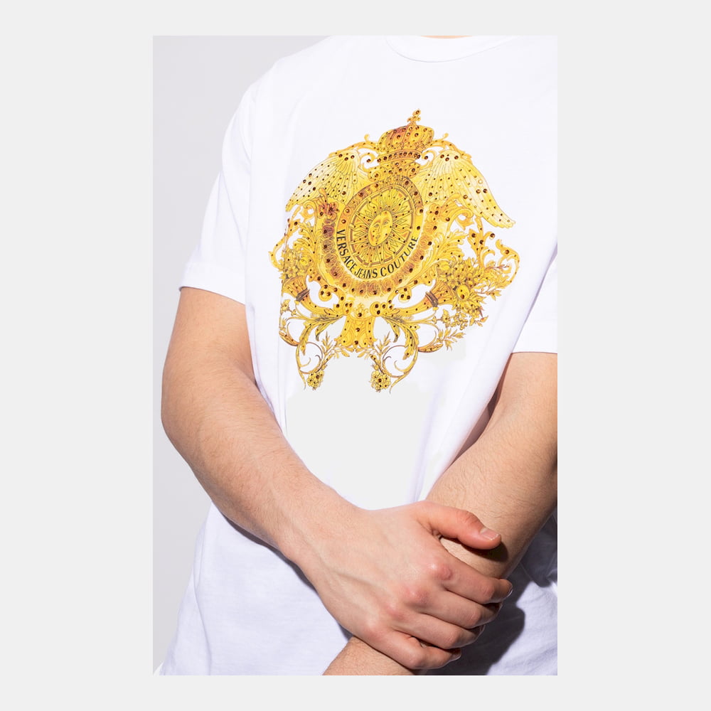 Versace T Shirt B3gwa740 Whi Yellow Branco Amarelo Shot8