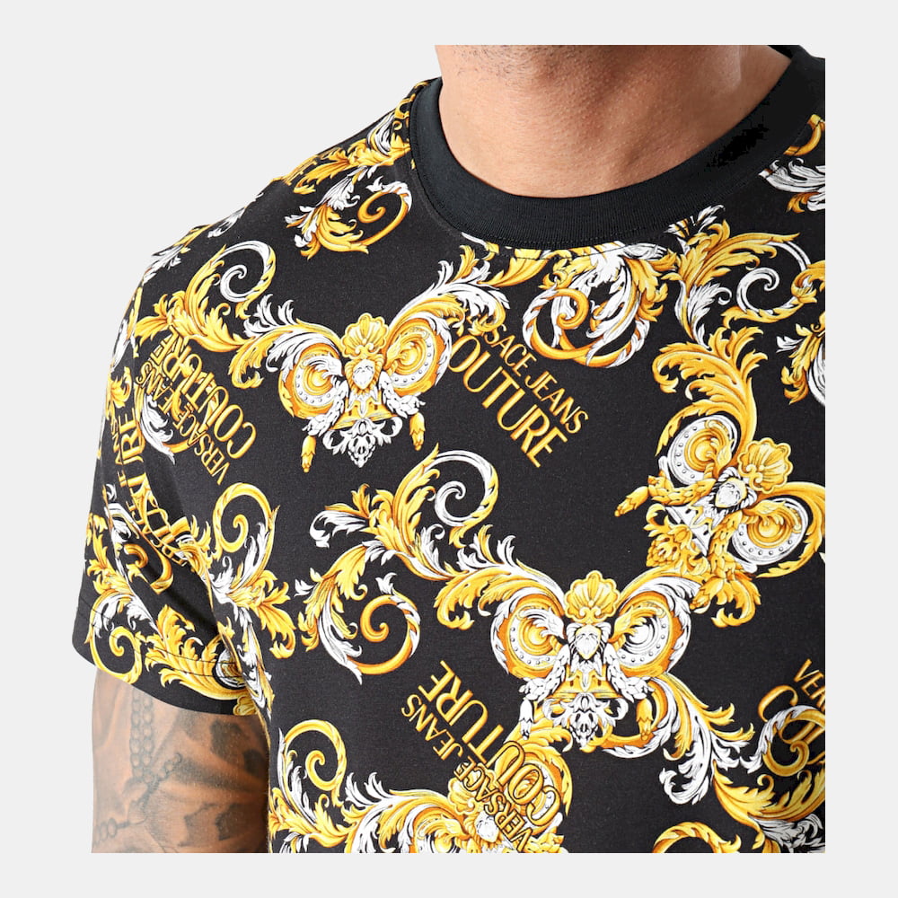 Versace T Shirt B3gza7s1 Blk Yellow Preto Amarelo Shot6