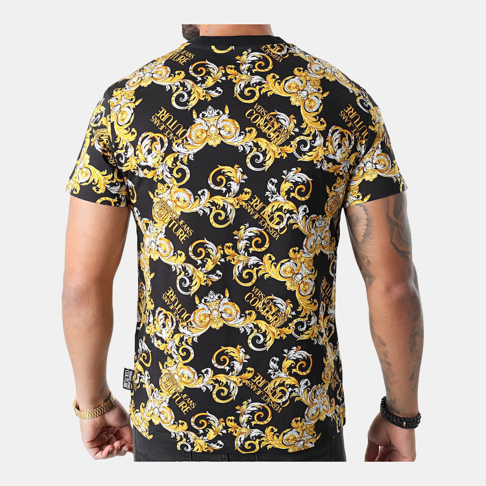 Versace T Shirt B3gza7s1 Blk Yellow Preto Amarelo Shot8