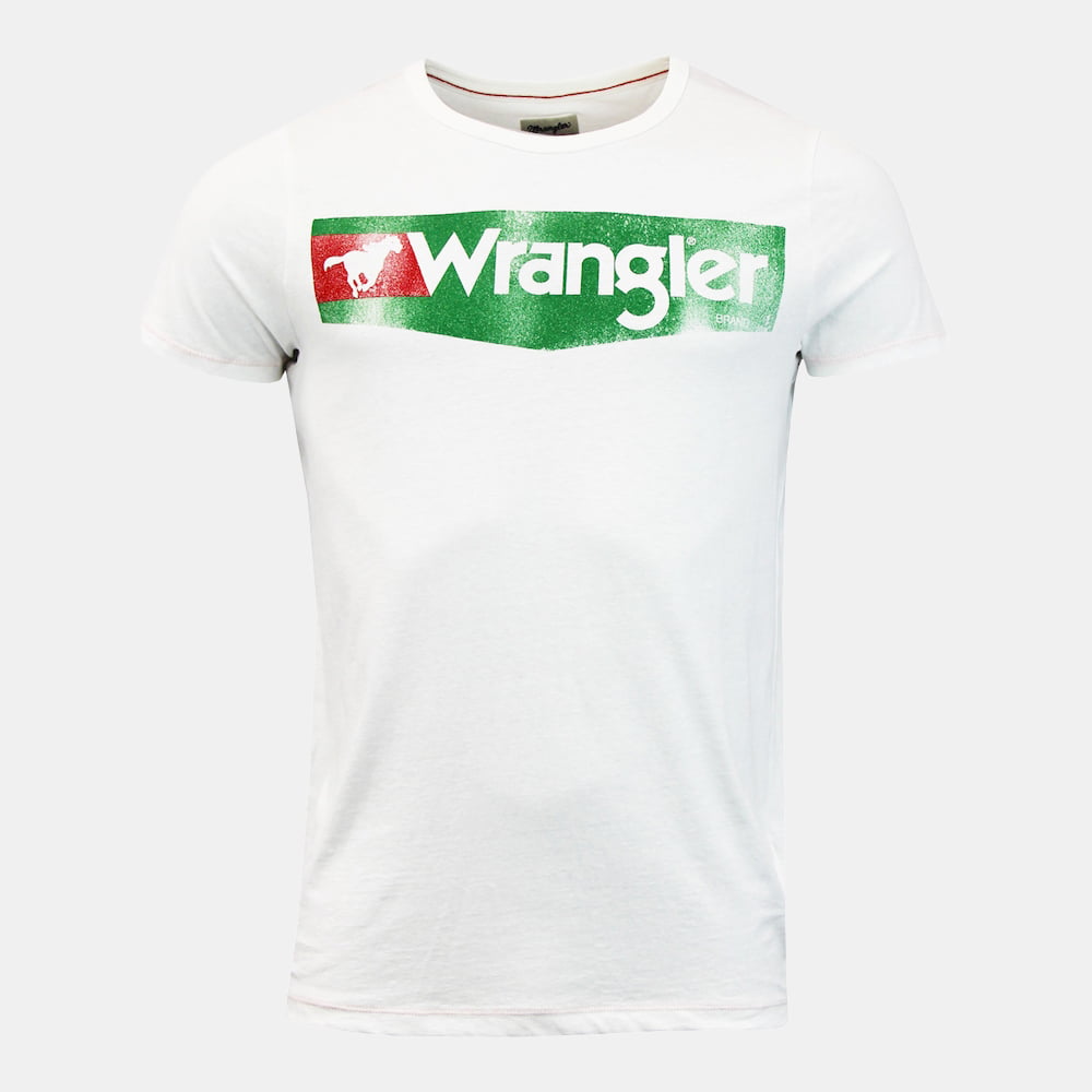 Wrangler T Shirt W7b12fqkr White Branco Shot4