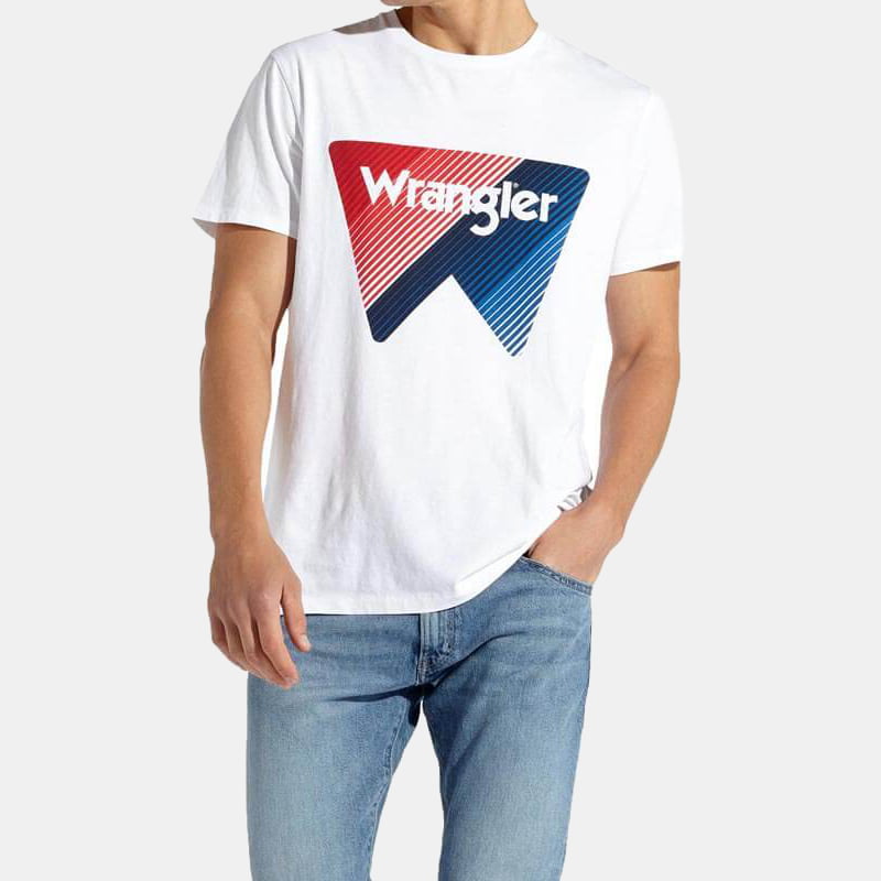 Wrangler T Shirt W7c09fk White Branco Shot1