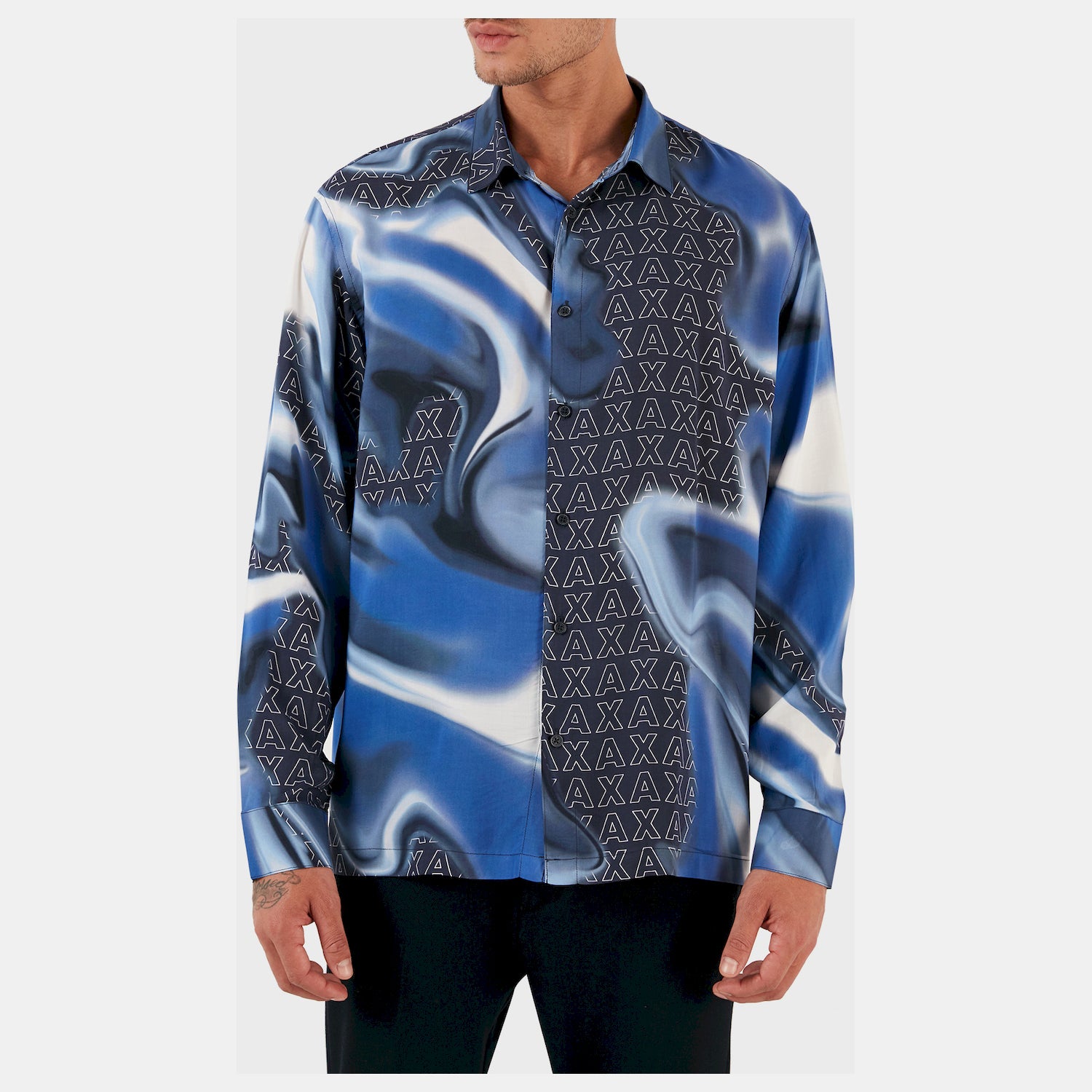 Armani Exchange Camisa  Shirt 6rzc10 Znrnz Blue Multi Azul Multicolor_shot1