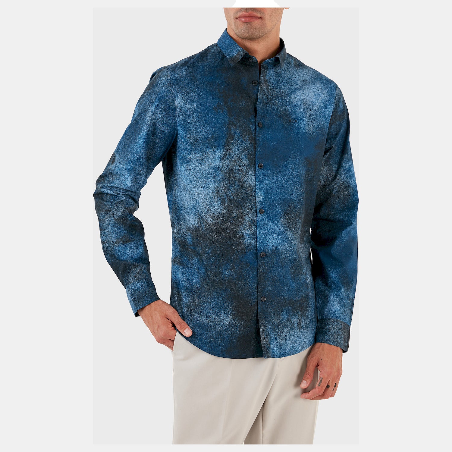 Armani Exchange Camisa  Shirt 6rzc30 Znxlz Blue Multi Azul Multicolor_shot3