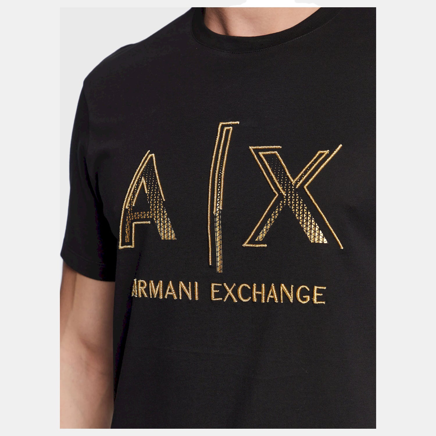 Armani Exchange T Shirt 3rztrc Zj9az Blk Gold Preto Ouro_shot2