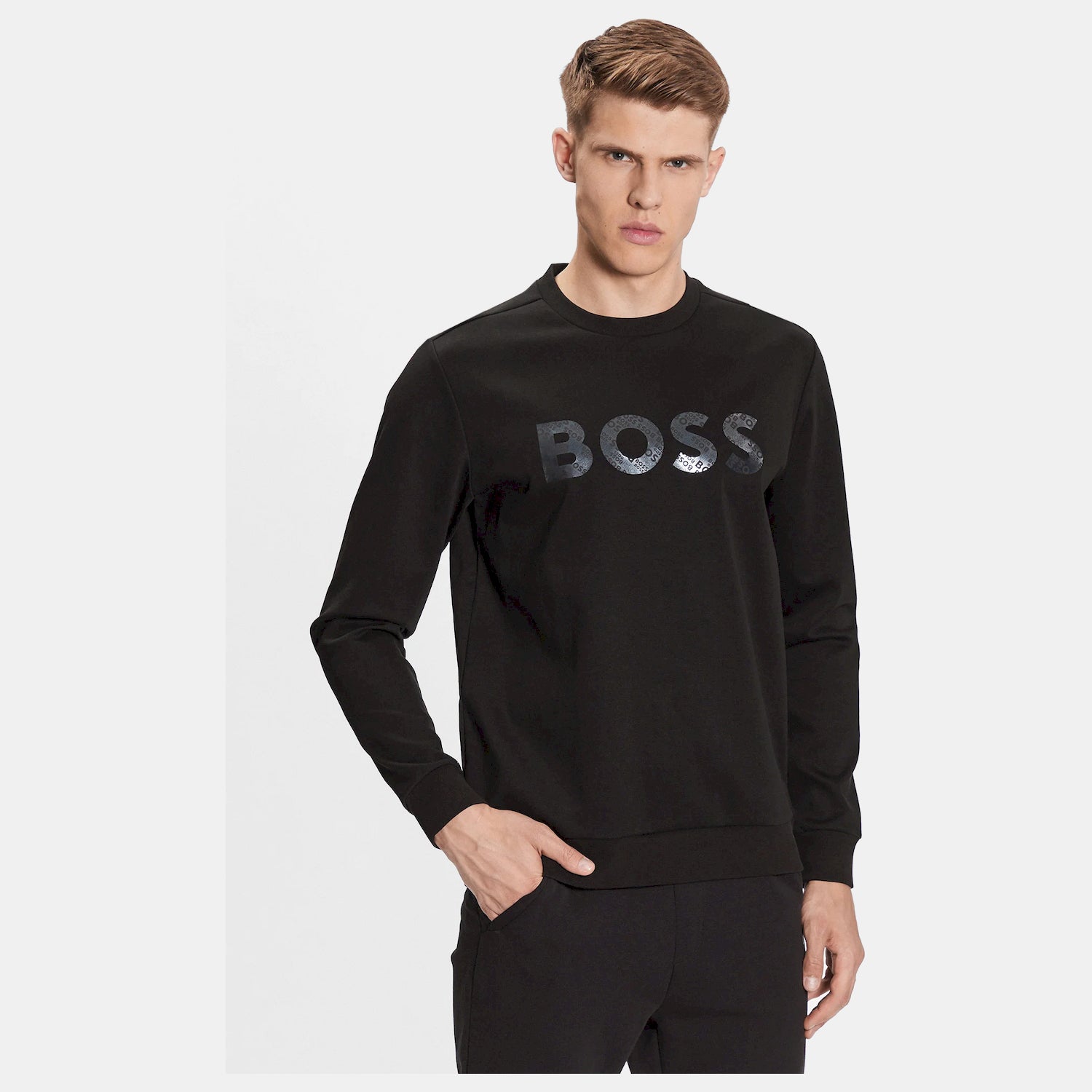 Boss Camisola Sweat Salbo Mirror Black Preto_shot2