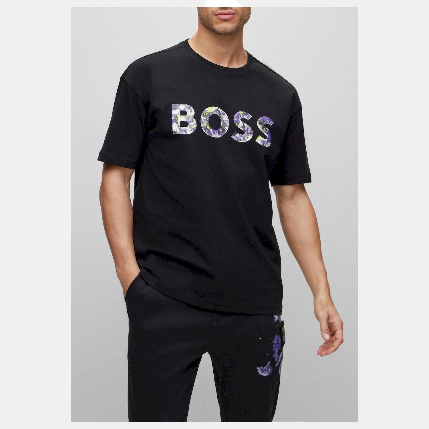 Boss T Shirt Tee Lotus 8802 Black Preto_shot2