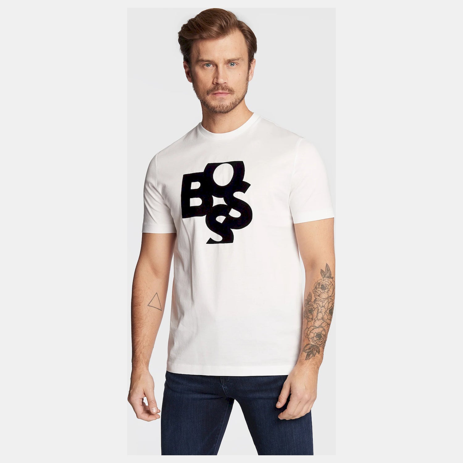 Boss T Shirt Tiburt309 Whi Black Branco Preto_shot2