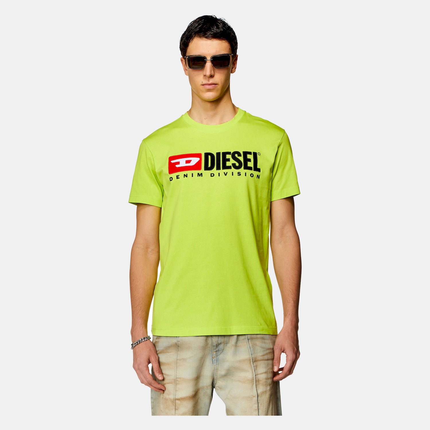 Diesel T Shirt A03766 0aaxj Lime Lima_shot2