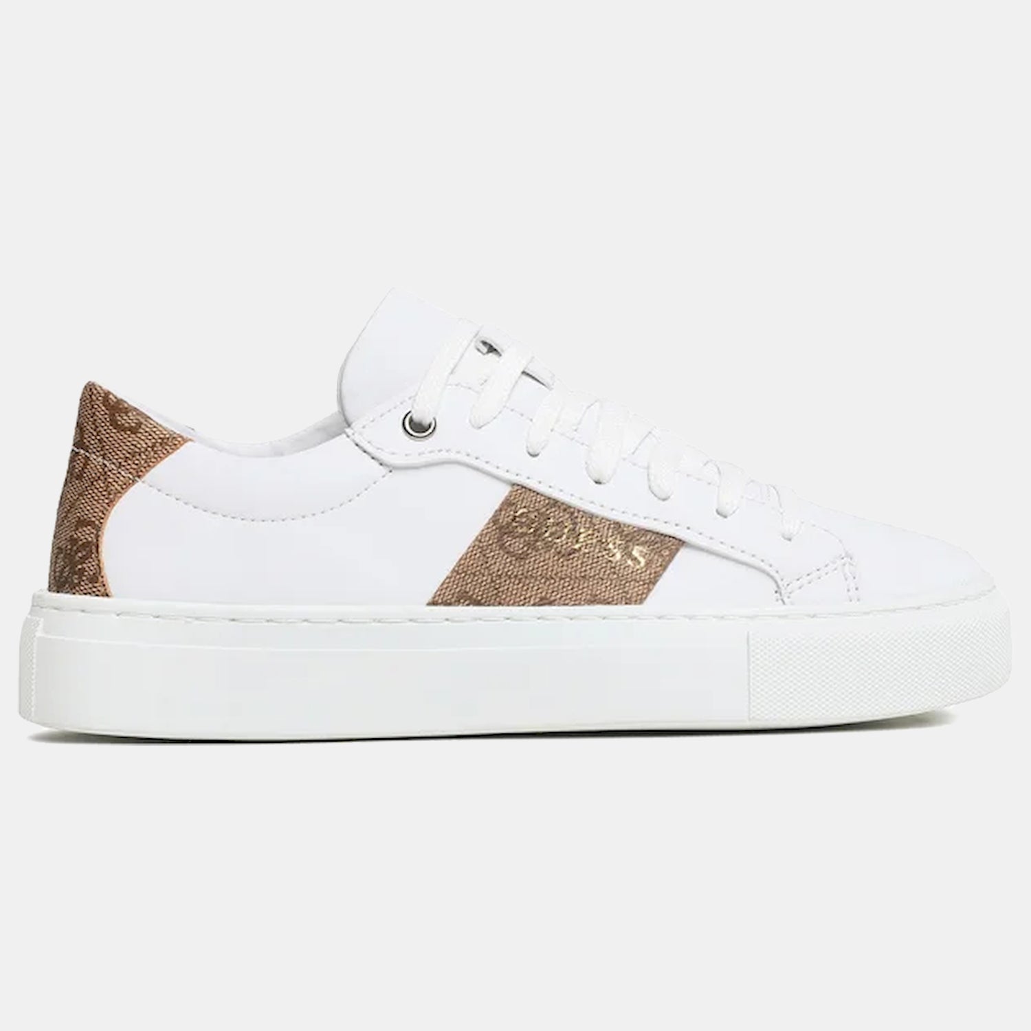 Guess Sapatilhas Sneakers Shoes Fl6tod Whi Brown Branco Castanho_shot1