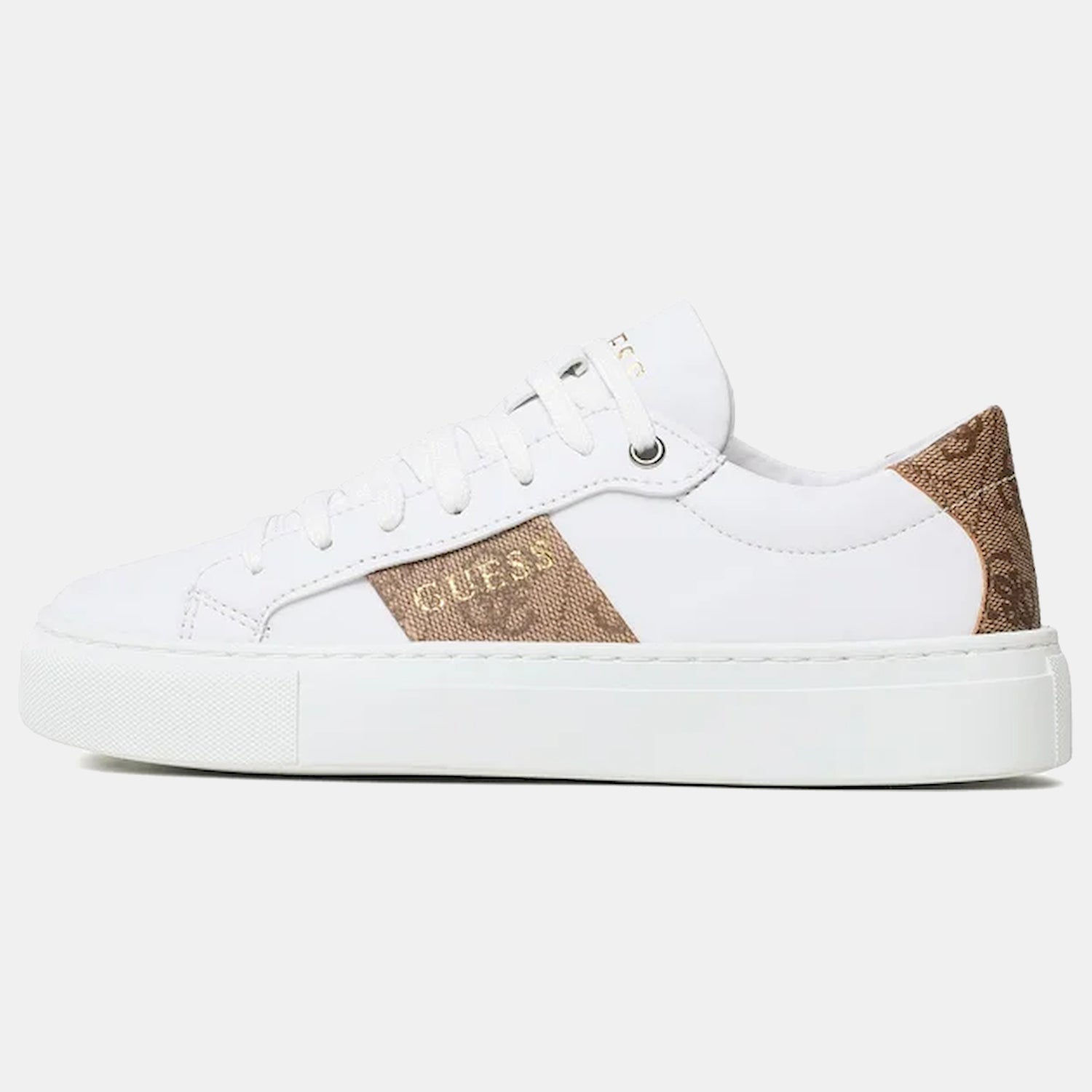 Guess Sapatilhas Sneakers Shoes Fl6tod Whi Brown Branco Castanho_shot4