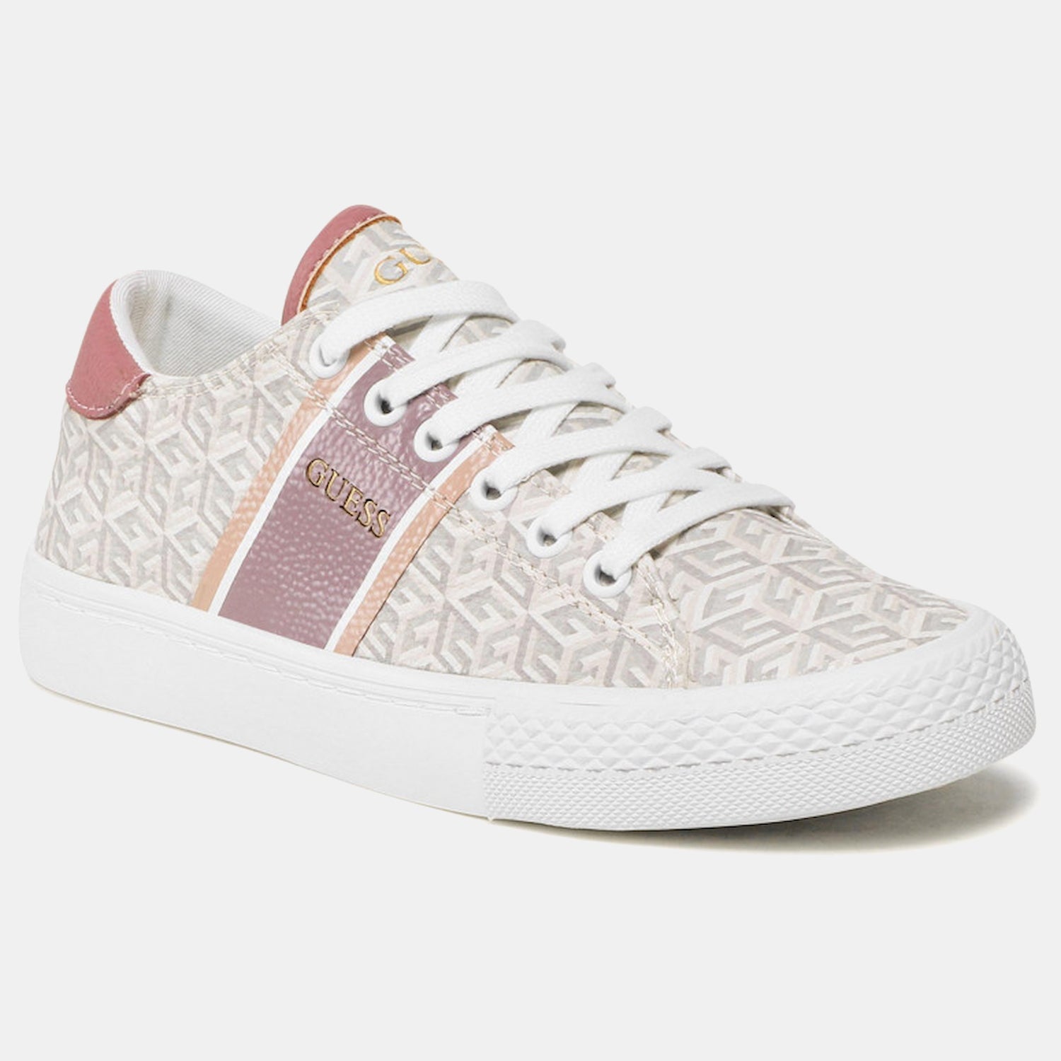 Guess Sapatilhas Sneakers Shoes Fl7estele12 Whi Pink Branco Rosa_shot1