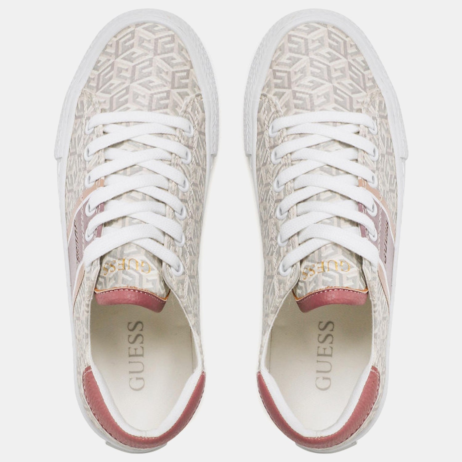 Guess Sapatilhas Sneakers Shoes Fl7estele12 Whi Pink Branco Rosa_shot5