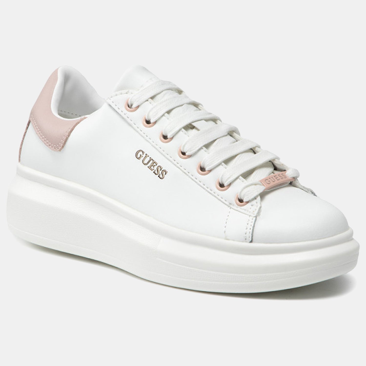 Guess Sapatilhas Sneakers Shoes Fl7rnofal12 Whi Pink Branco Rosa_shot1