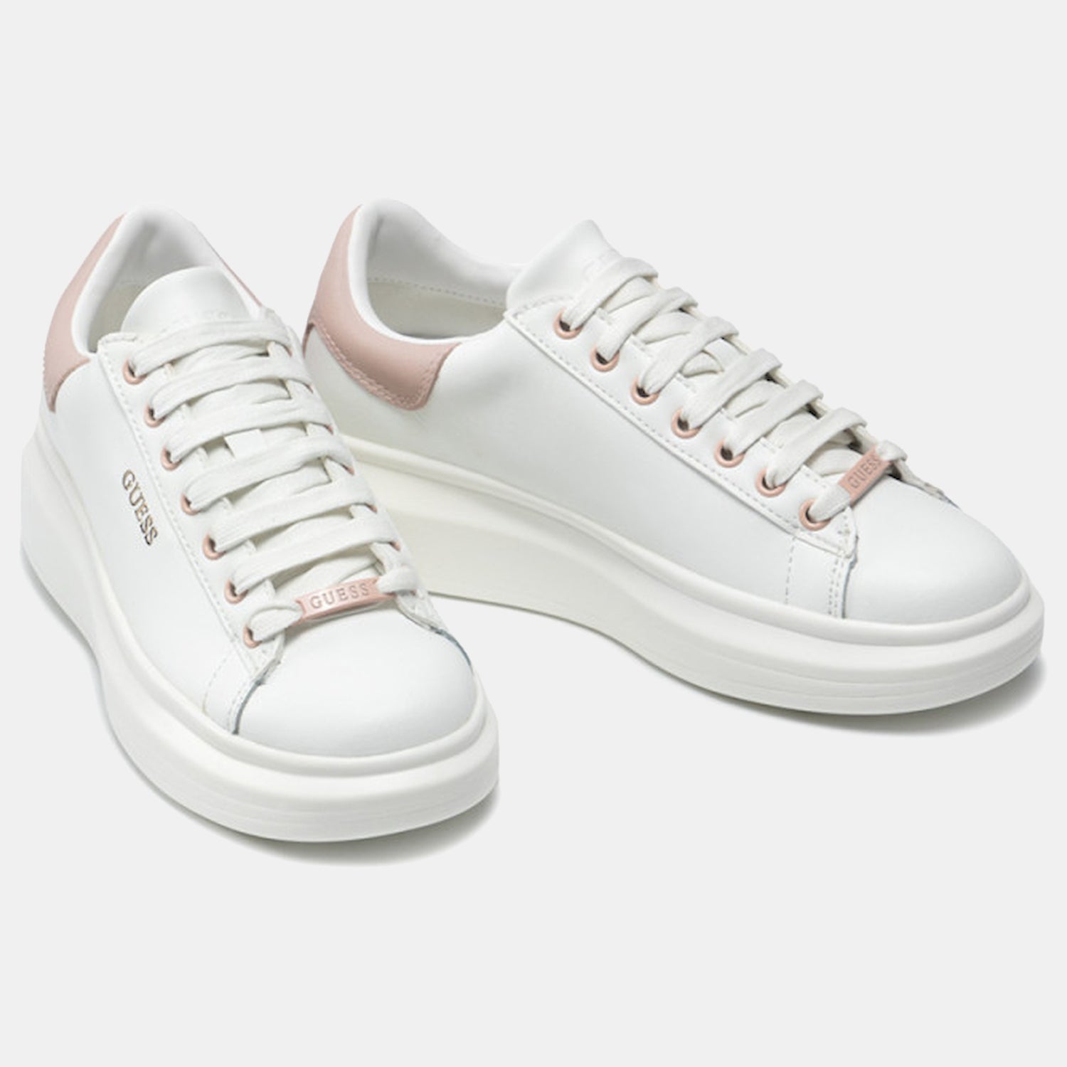 Guess Sapatilhas Sneakers Shoes Fl7rnofal12 Whi Pink Branco Rosa_shot3