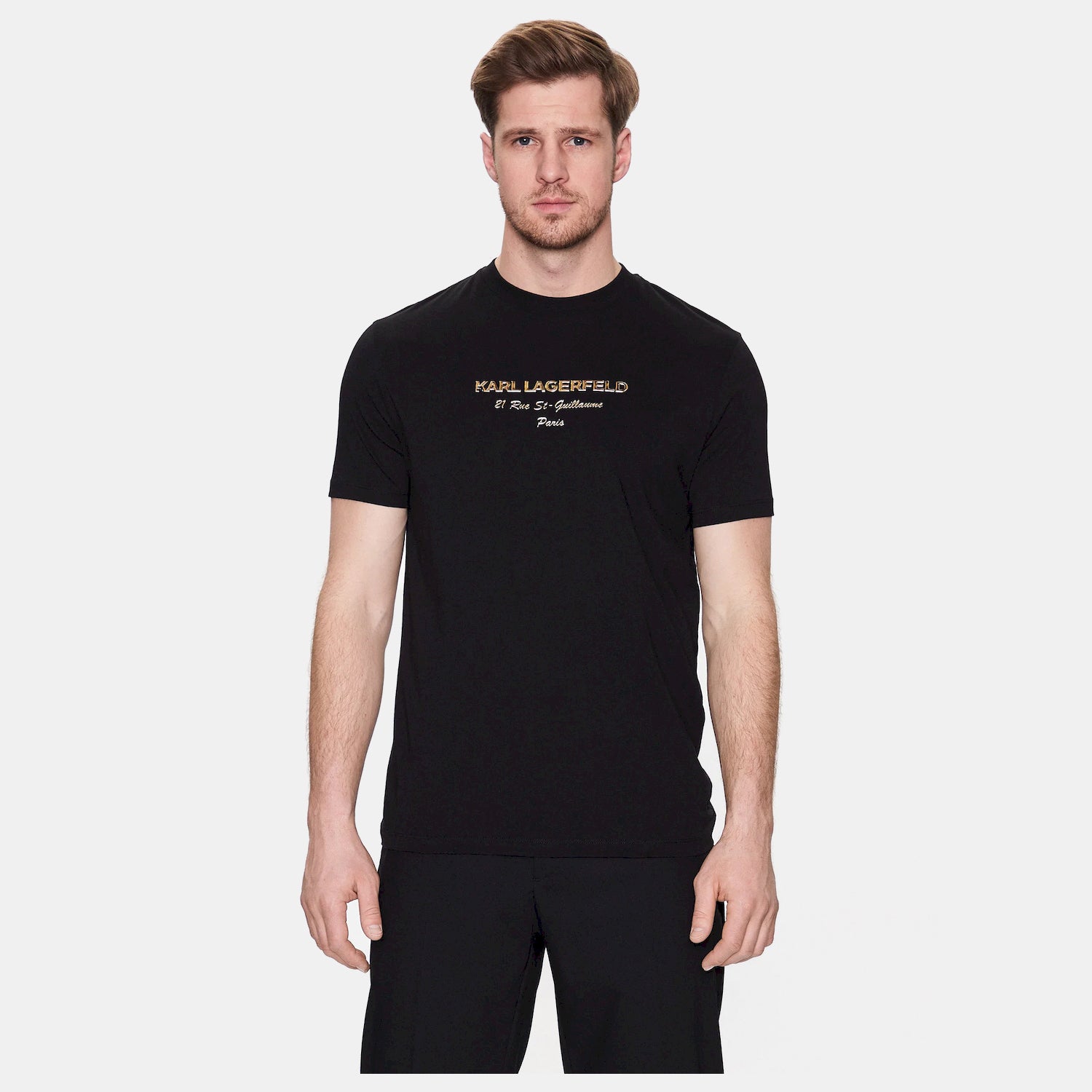Karl Lagerfeld T Shirt Kl755035 Blk Gold Preto Ouro_shot5