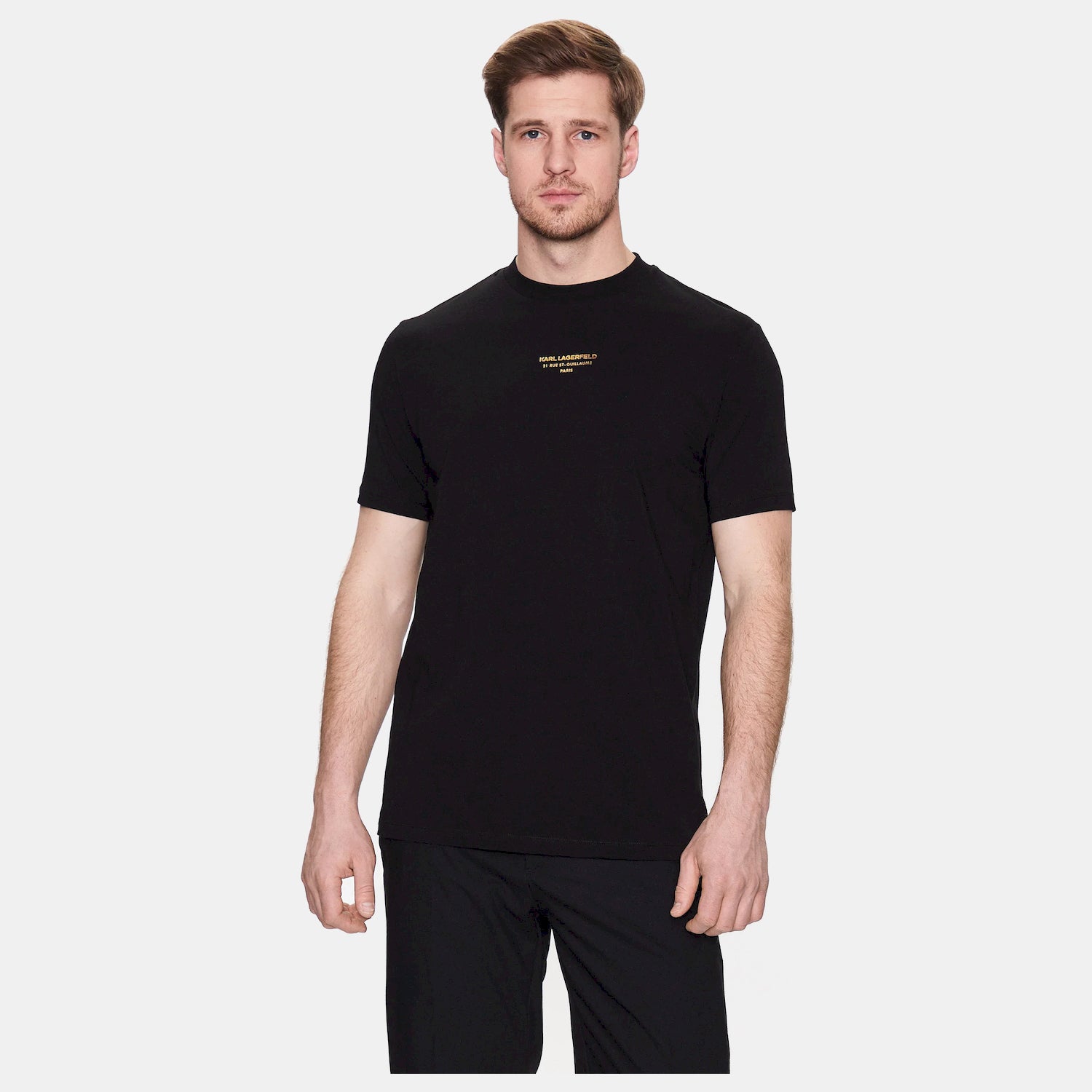 Karl Lagerfeld T Shirt Kl755059 Blk Gold Preto Ouro_shot1