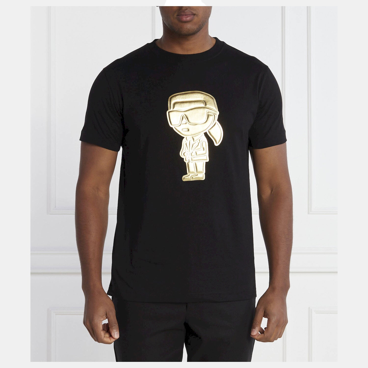 Karl Lagerfeld T Shirt Kl755064 Blk Gold Preto Ouro_shot1