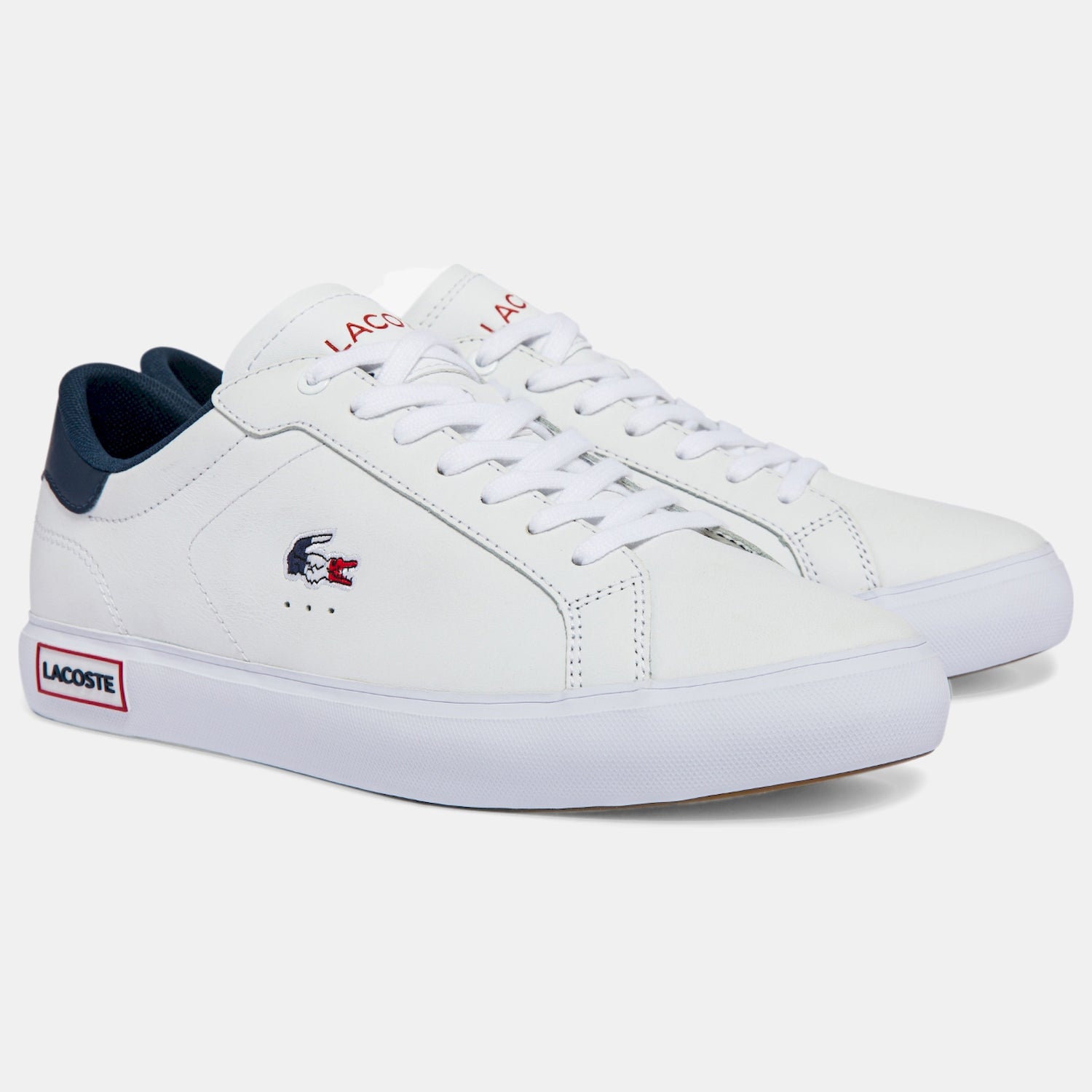 Lacoste Sapatilhas Sneakers Shoes Powercourt43sm Whi Red Nv Branco Vermelho Azul_shot2