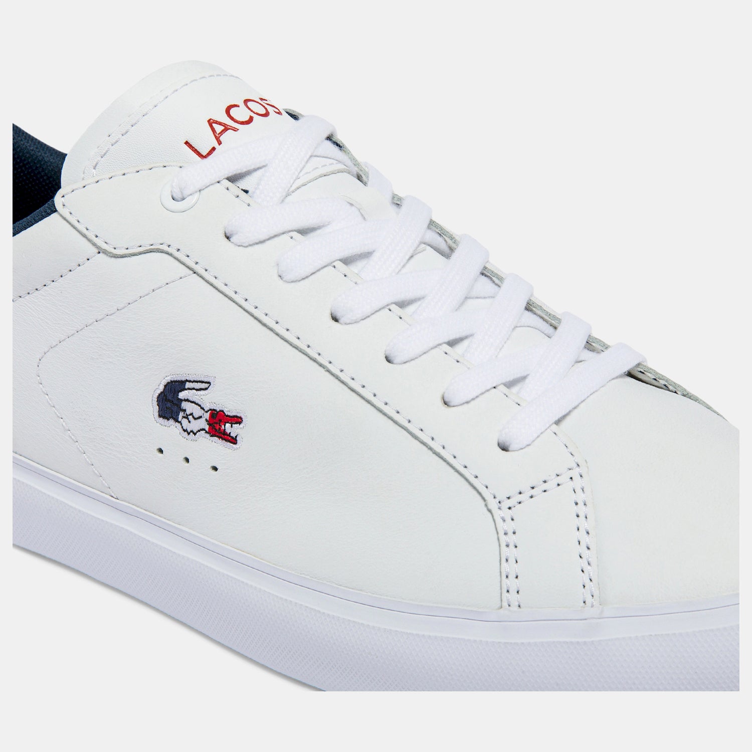 Lacoste Sapatilhas Sneakers Shoes Powercourt43sm Whi Red Nv Branco Vermelho Azul_shot6