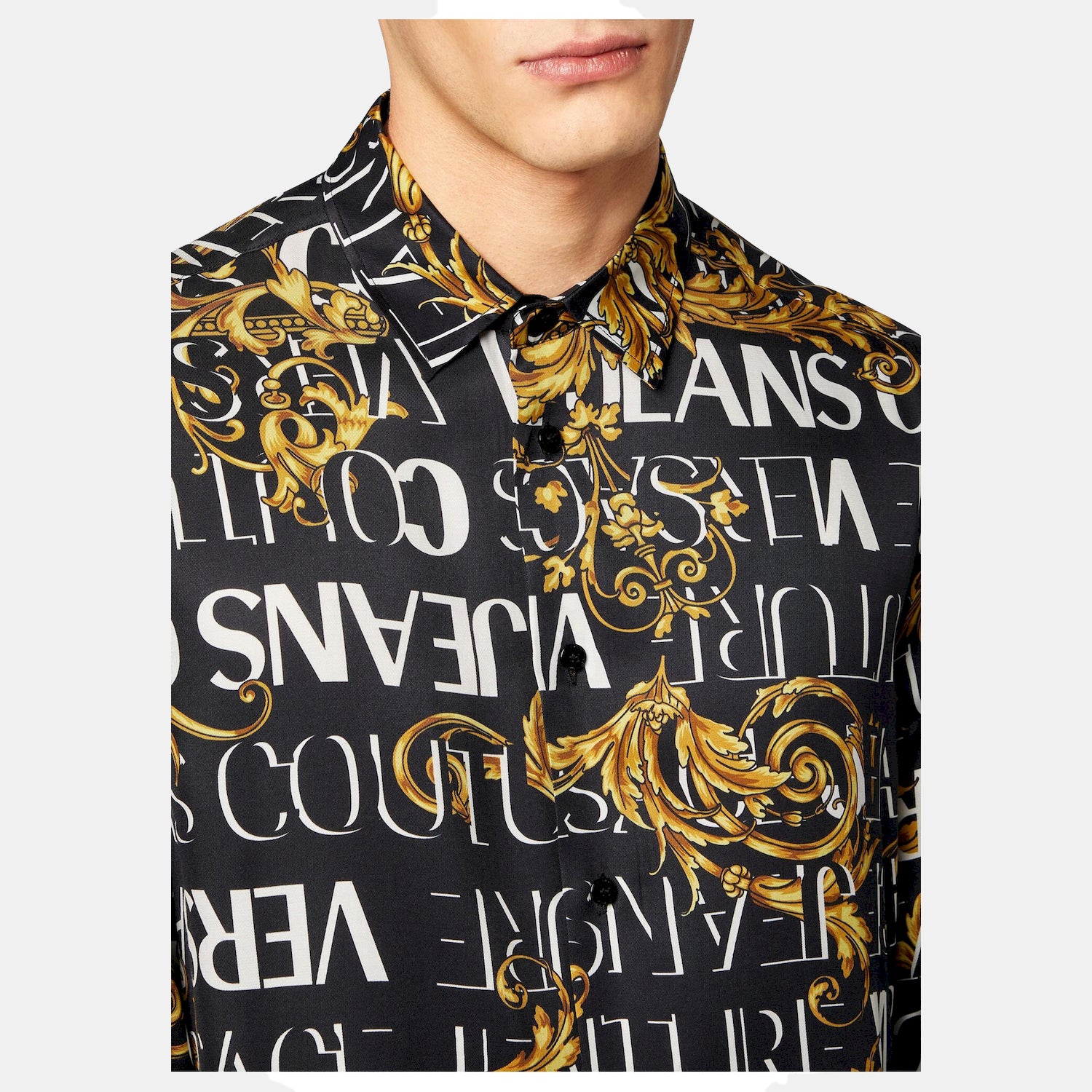 Versace Camisa  Shirt 73gal2r0 Blk Gold Preto Ouro_shot3