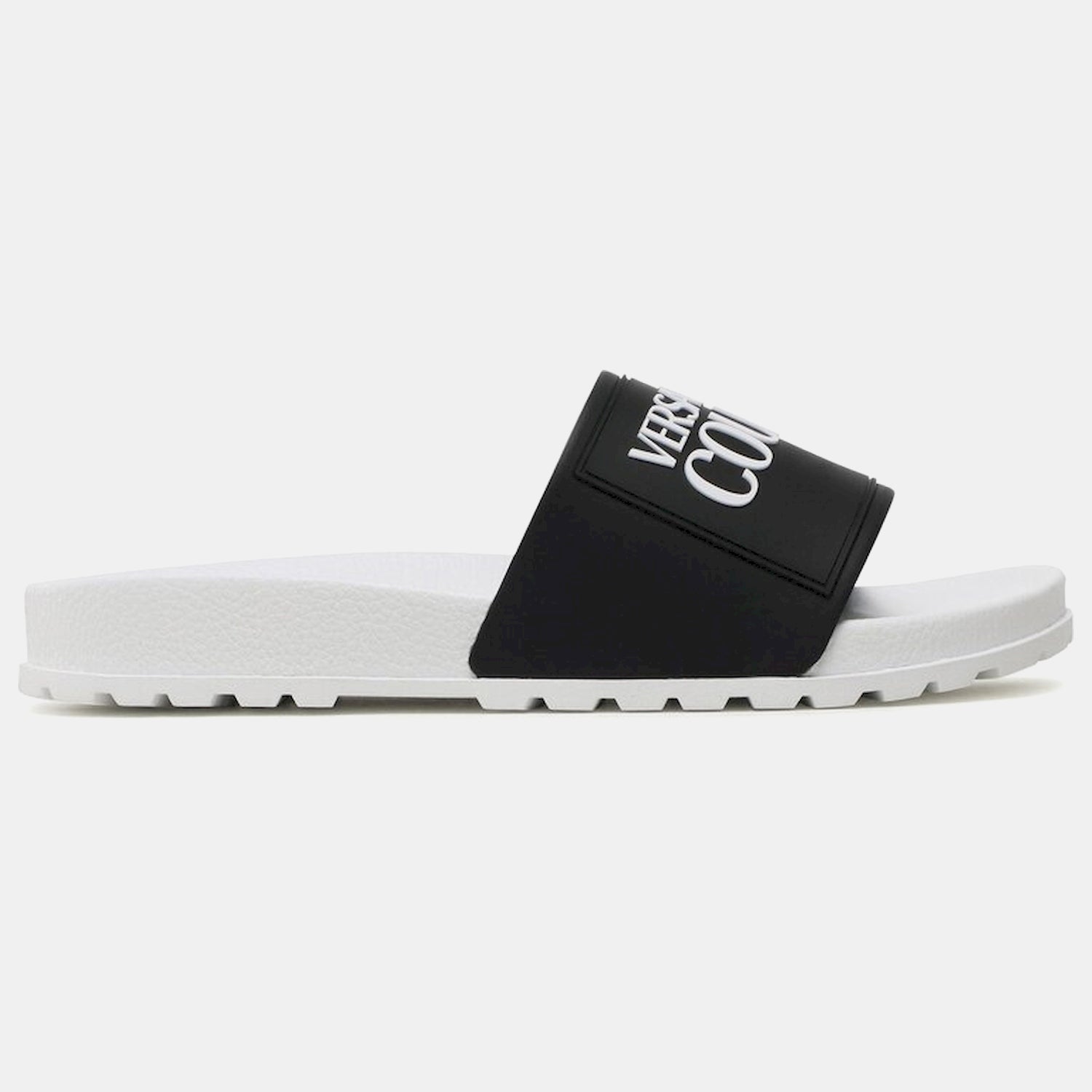 Versace Chinelos Slippers 74ya3sq2 Blk White Preto Branco_shot1