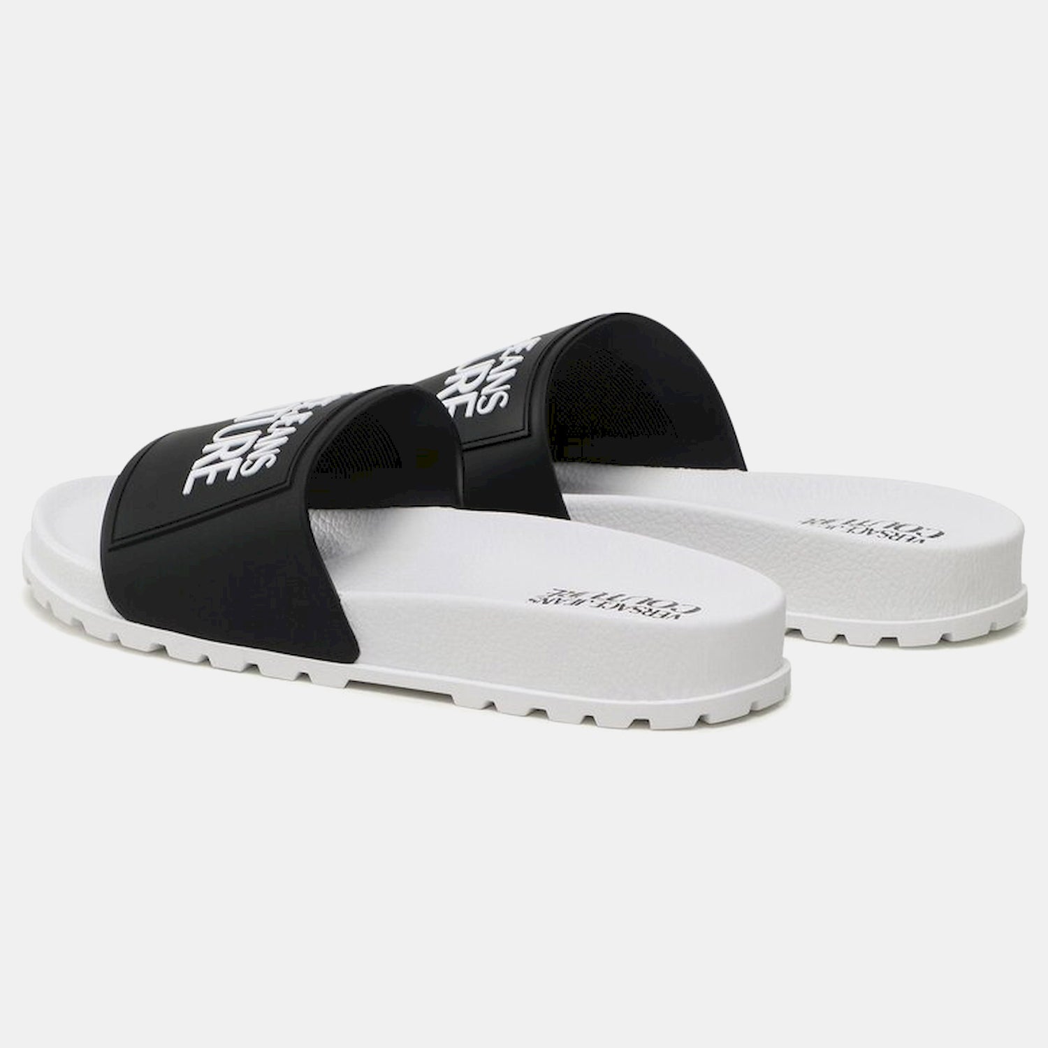 Versace Chinelos Slippers 74ya3sq2 Blk White Preto Branco_shot2