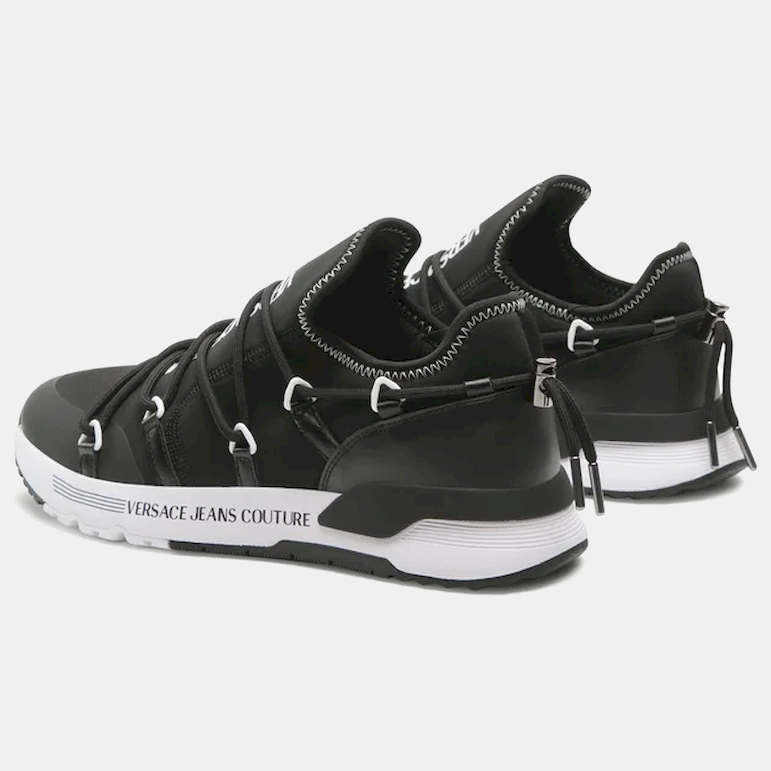 Versace Sapatilhas Sneakers Shoes 74ya3sa6 Blk White Preto Branco_shot2