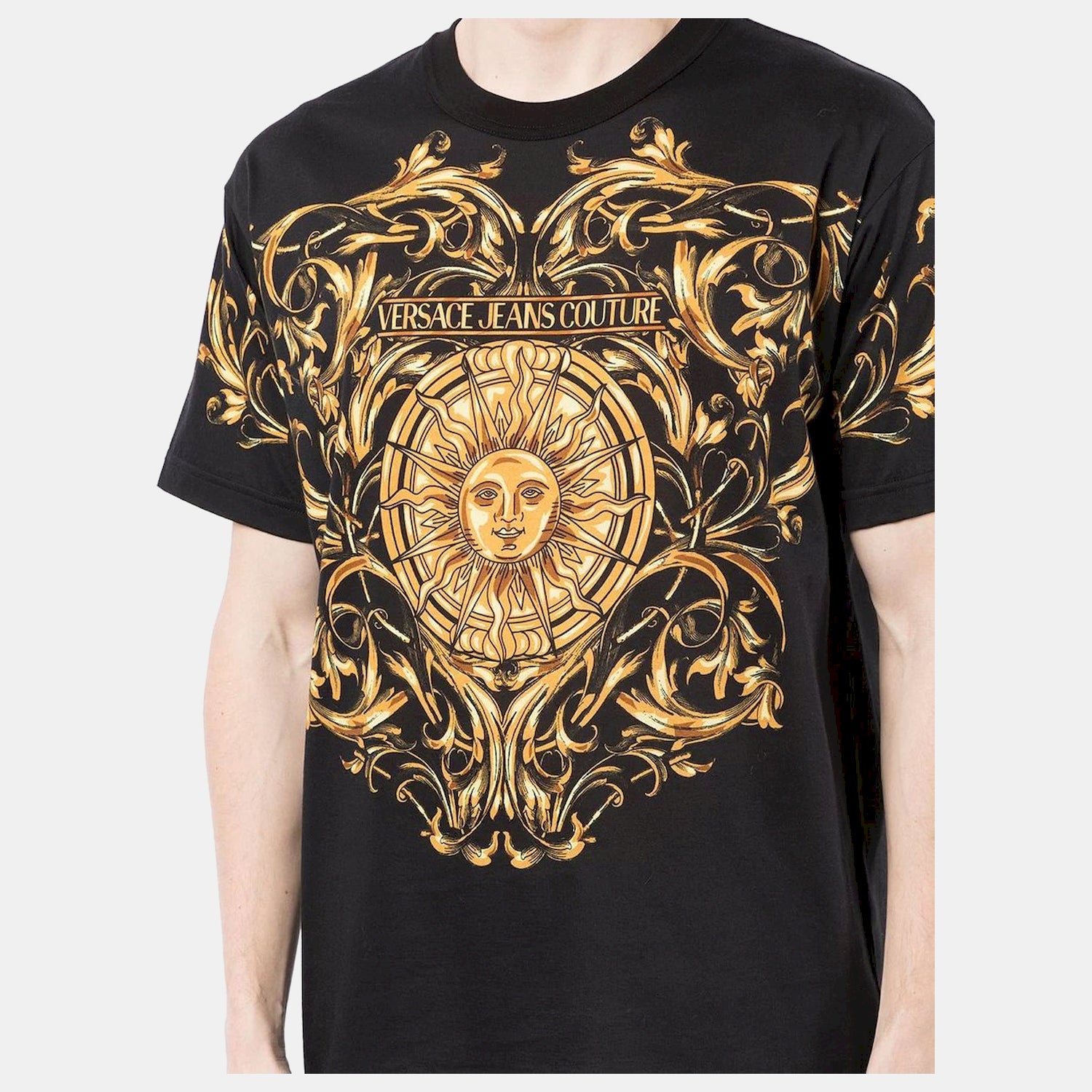 Versace T Shirt 72gah6rb Blk Yellow Preto Amarelo_shot4