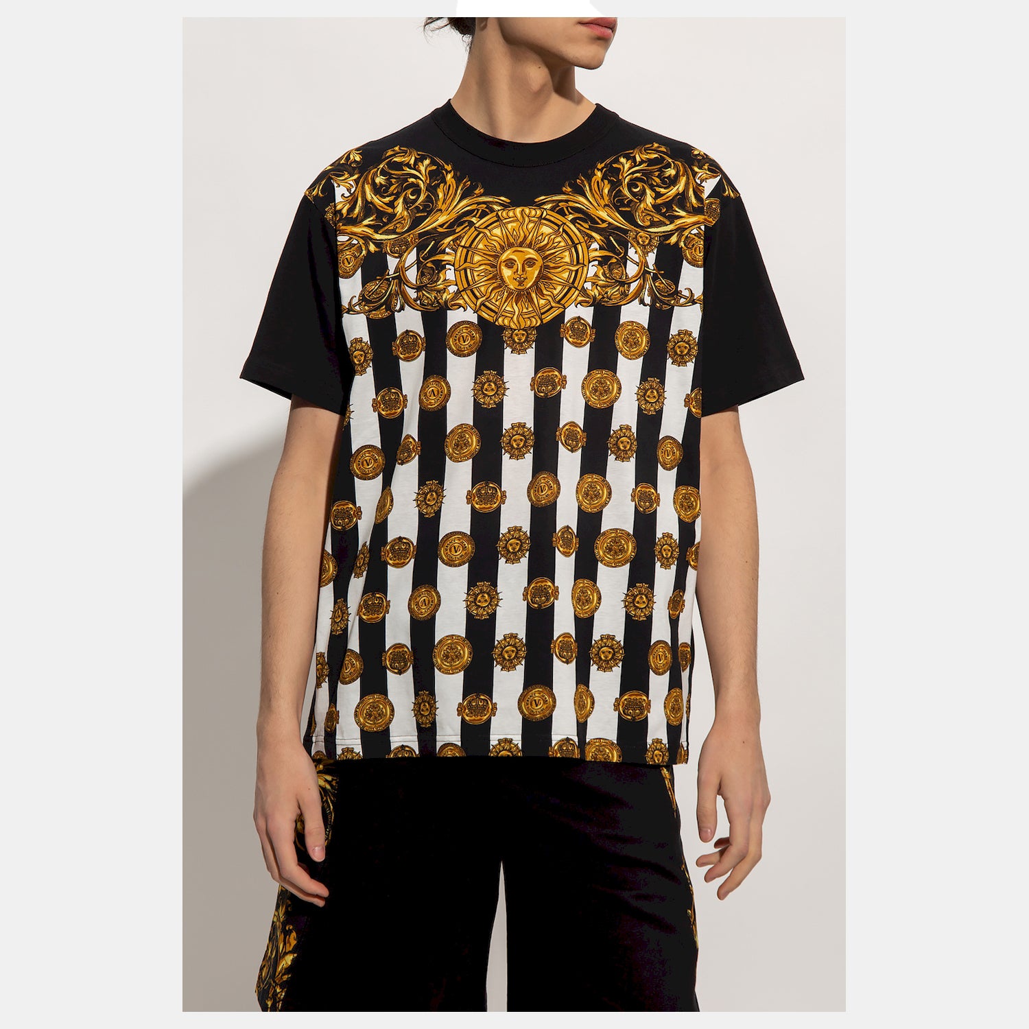 Versace T Shirt 72gah6rc Blk White Preto Branco_shot3