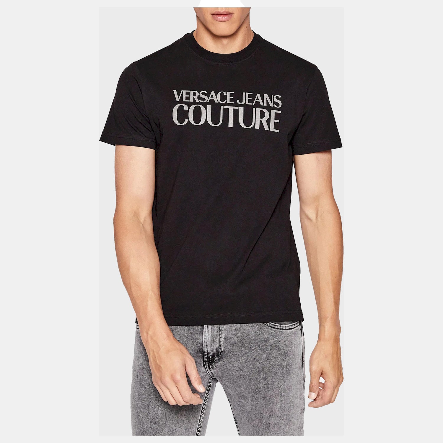 Versace T Shirt 73gaht01 Blk Platin Preto Platin_shot1