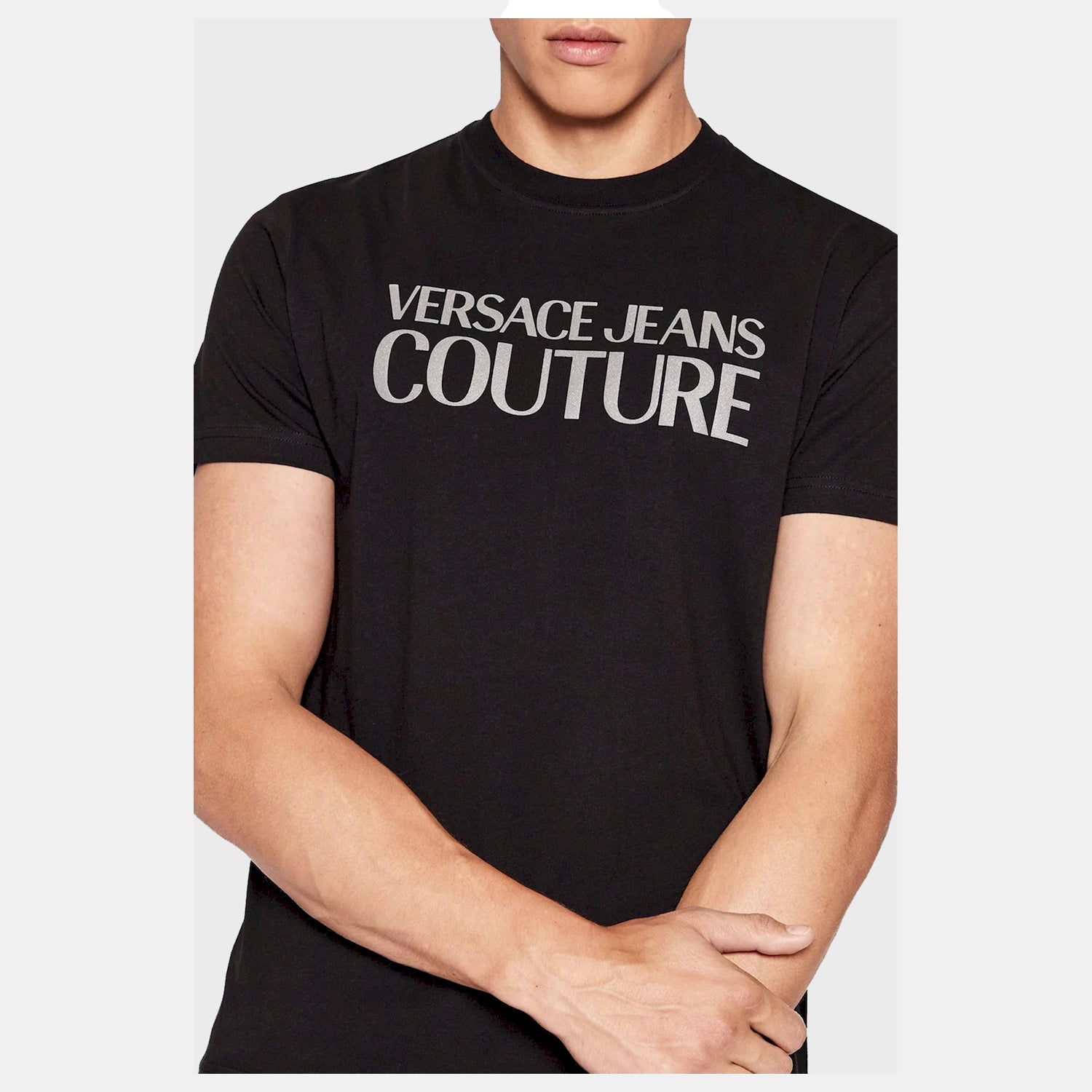 Versace T Shirt 73gaht01 Blk Platin Preto Platin_shot2