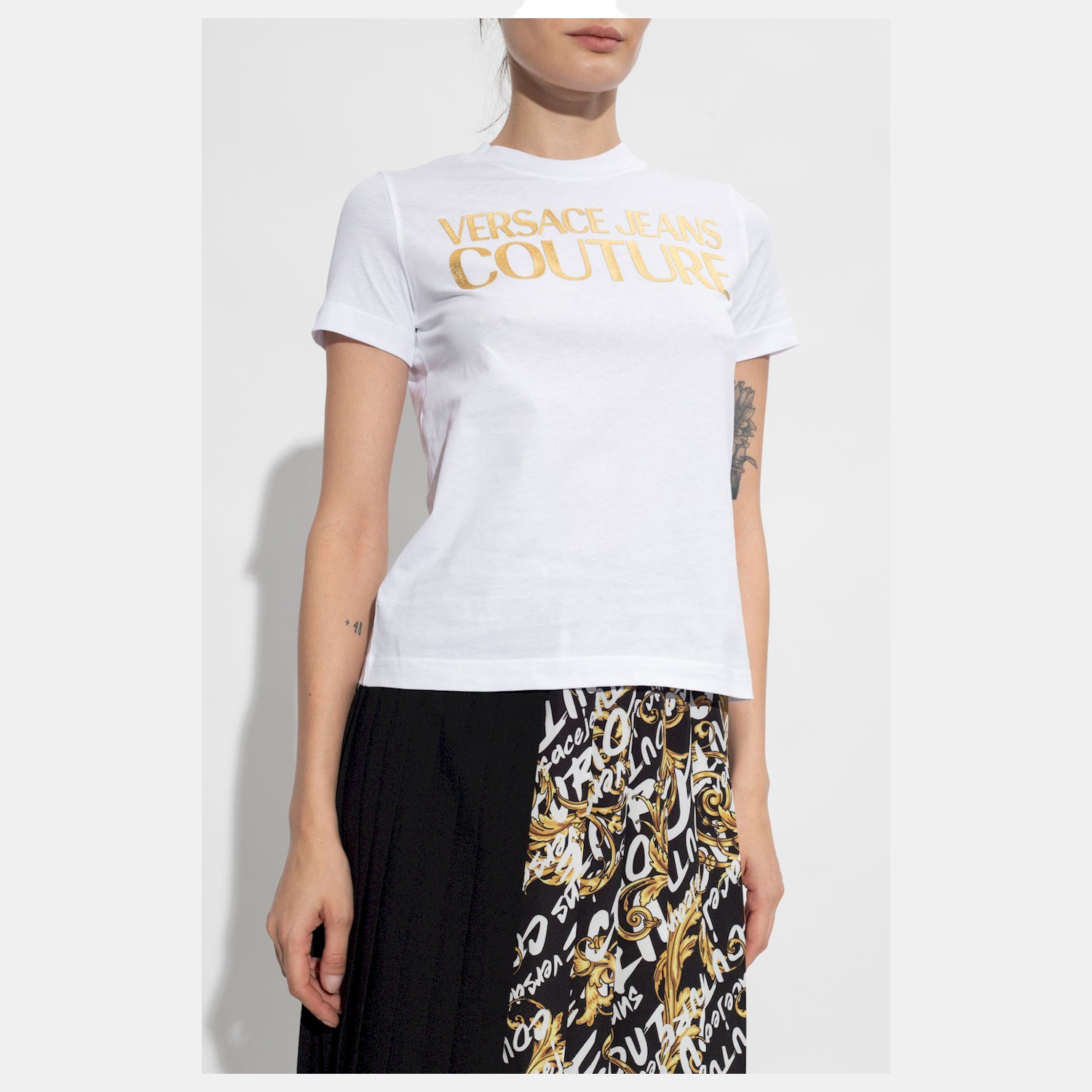 Versace T Shirt 73haht01 Whi Gold Branco Dourado_shot1