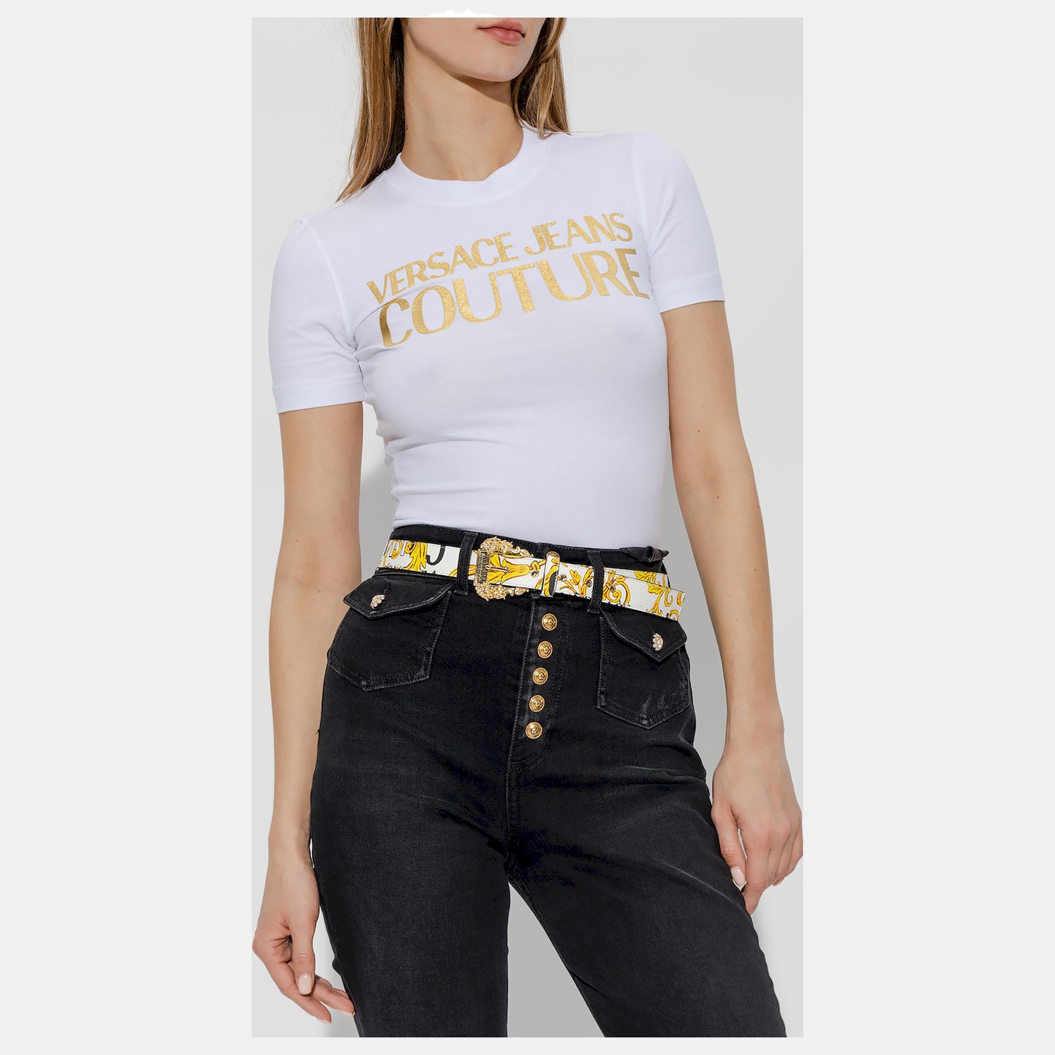 Versace T Shirt 74haht01 Whi Gold Branco Dourado_shot2