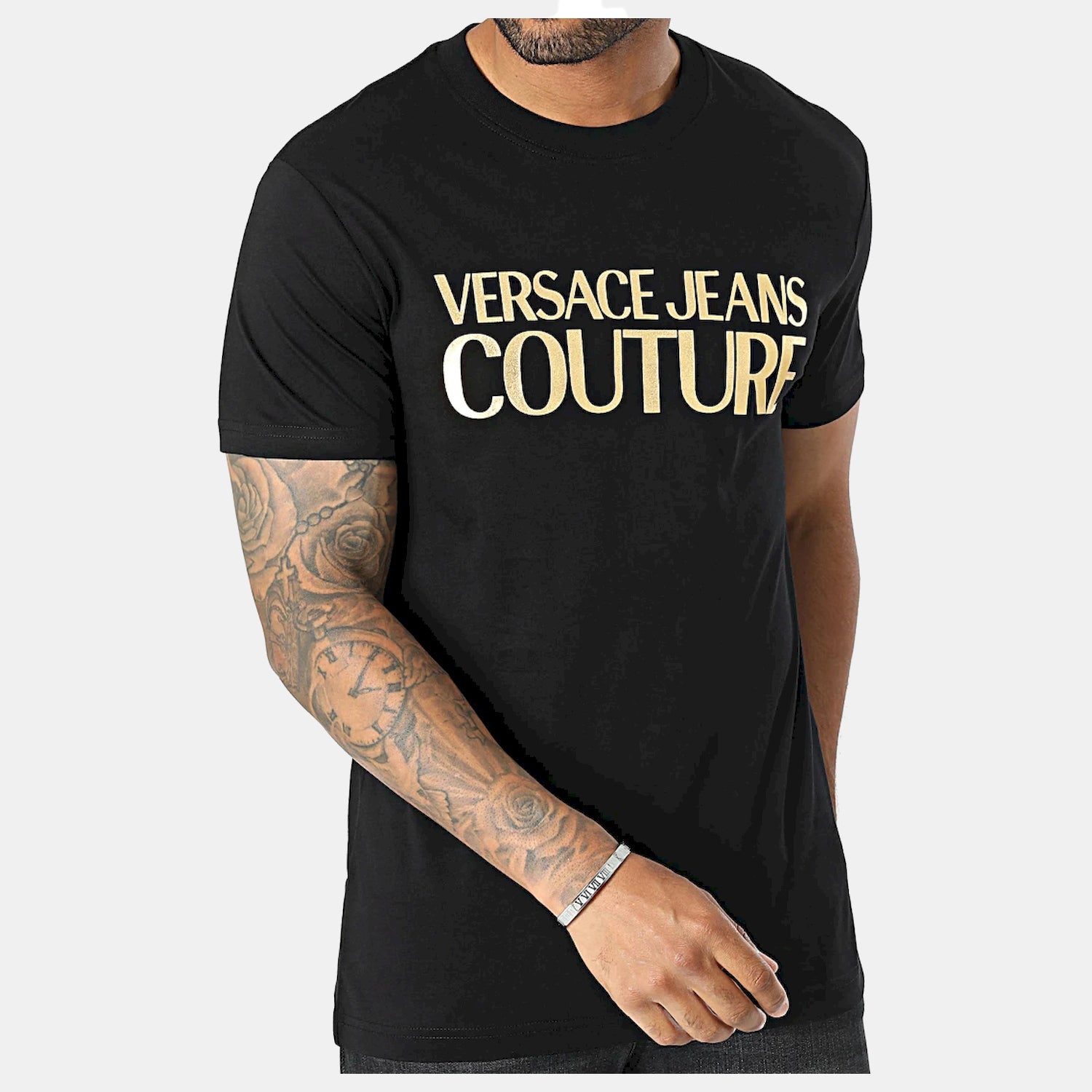 Versace T Shirt 75gaht01 Blk Gold Preto Ouro_shot3