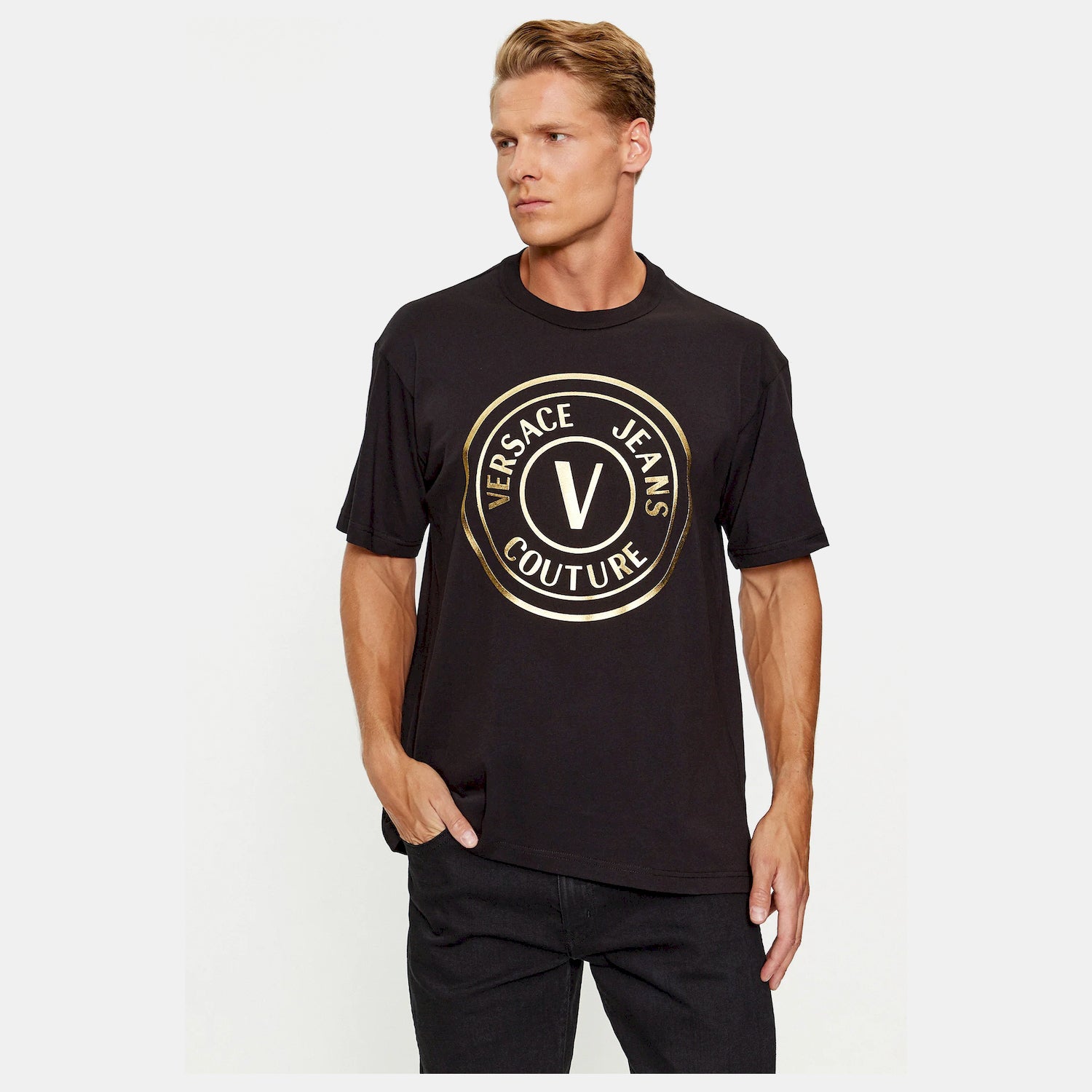 Versace T Shirt 75gaht05 Blk Gold Preto Ouro_shot4