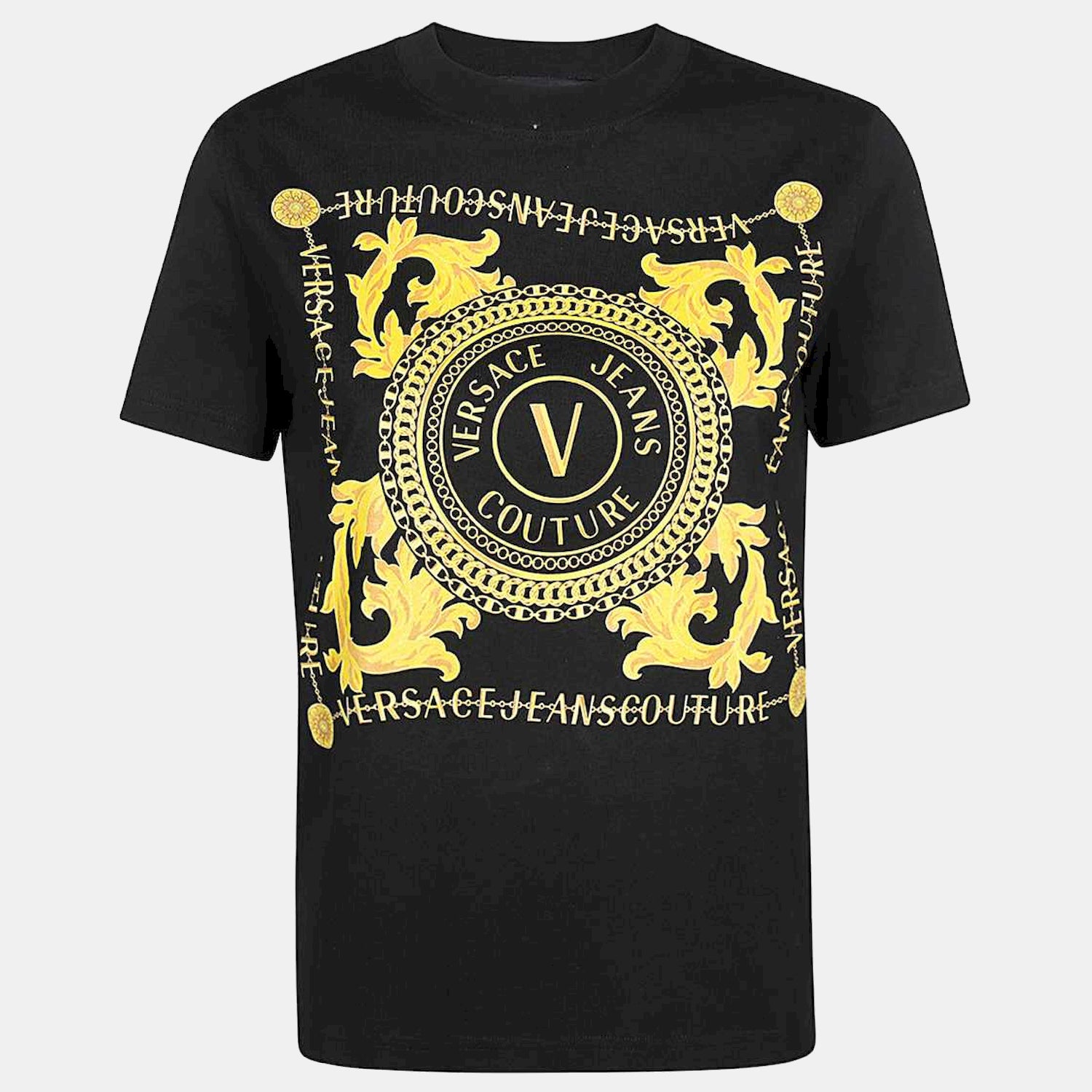 Versace T Shirt 75hahf07 Blk Gold Preto Ouro_shot1
